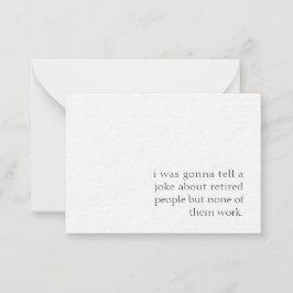 Tarjeta Pequeña jubilación divertida, chiste sobre los jubilados