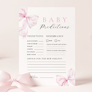 Tarjeta Pequeña Juego de baby shower de lazo rosa