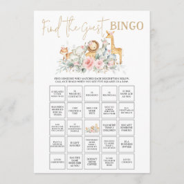 Tarjeta Pequeña Juego de Bingo de Animales de la Jungla Floral Enc