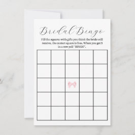 Tarjeta Pequeña Juego de bingo de ducha de novia rosada Bow - Impr