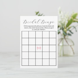 Tarjeta Pequeña Juego de bingo de ducha de novia rosada Bow - Impr
