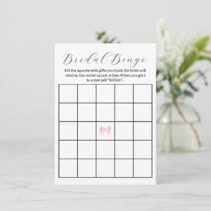 Tarjeta Pequeña Juego de bingo de ducha de novia rosada Bow - Impr