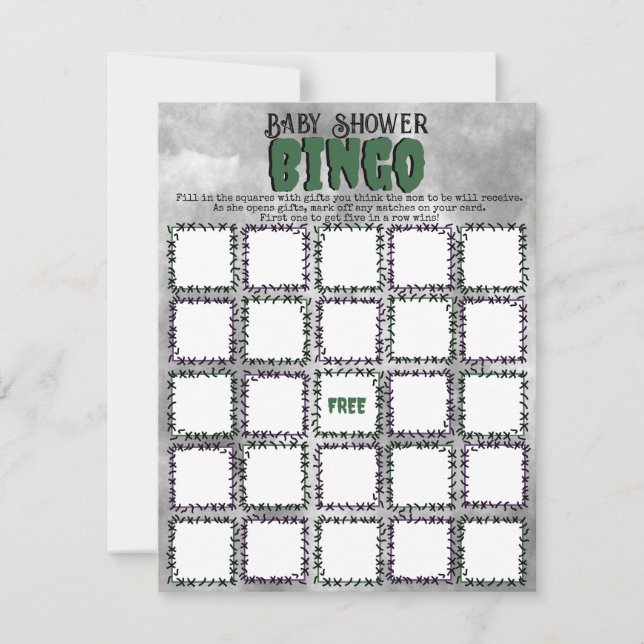 Tarjeta Pequeña Juego de bingo Frankenstein Baby Shower (Anverso)