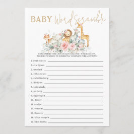 Tarjeta Pequeña Juego de desorden de palabras de animales florales