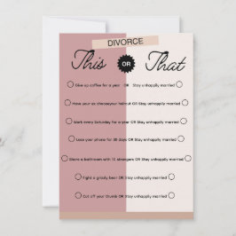 Tarjeta Pequeña Juego de fiesta de divorcio divertido personalizad
