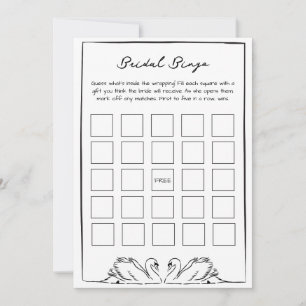 Tarjeta Pequeña Juego de regalo de bingo nupcial - Cisne negro y b