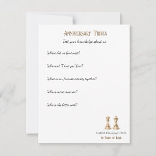 Tarjeta Pequeña Juego de Trivia del 40 Aniversario de Boda Elegant
