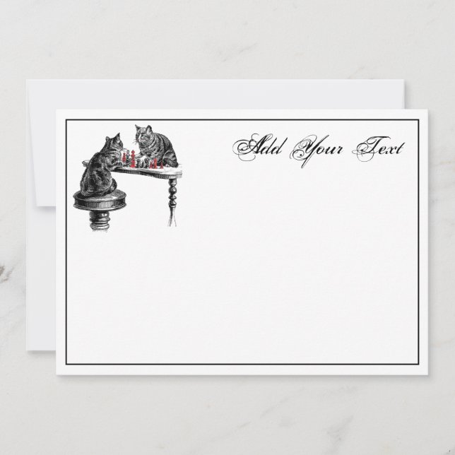 Tarjeta Pequeña Juegos de mesa Dos gatos jugando al juego de ajedr (Anverso)