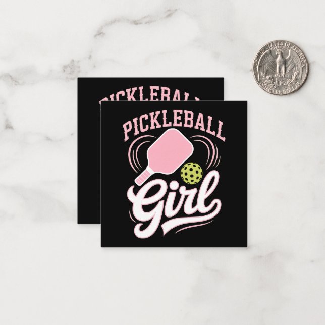 Tarjeta Pequeña Jugadora de Pickleball Chica (Anverso/Reverso In Situ)
