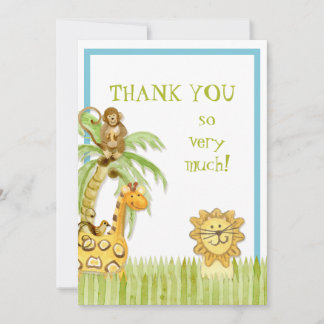 Tarjeta Pequeña Jungle Babies, Boy Thank You Notes