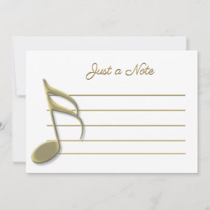 Tarjeta Pequeña Just a Note Gold Music Note Notecards