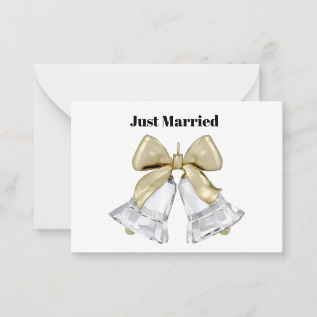 Tarjeta Pequeña Just Married Note Card (Anverso)