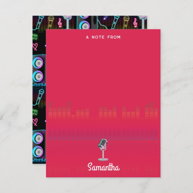 Tarjeta Pequeña Karaoke Glow Singing Music Custom Name (Anverso / Reverso)