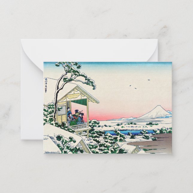 Tarjeta Pequeña Katsushika Hokusai - Casa de té en Koishikawa (Anverso)