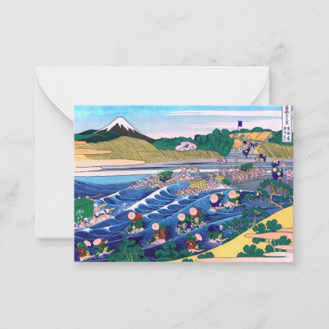 Tarjeta Pequeña Katsushika Hokusai - Fuji de Kanaya en Tokaido (Anverso)