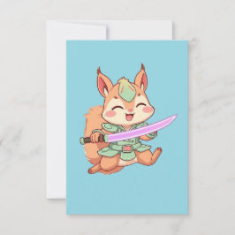 Tarjeta Pequeña Kawaii Squirrel Samurai.