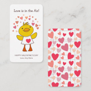 Tarjeta Pequeña Kids Classroom Love is in the Air Duck Valentine