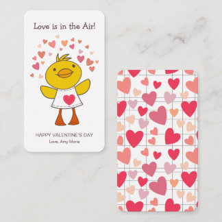 Tarjeta Pequeña Kids Classroom Love is in the Air Duck Valentine
