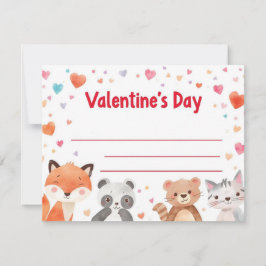 Tarjeta Pequeña Kids Valentine Mini Note Cards | Cute Cartoons