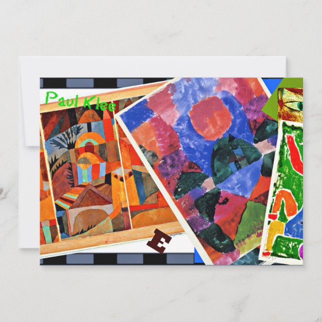 Tarjeta Pequeña Klee - Amo a Paul Klee, collage, (Anverso)