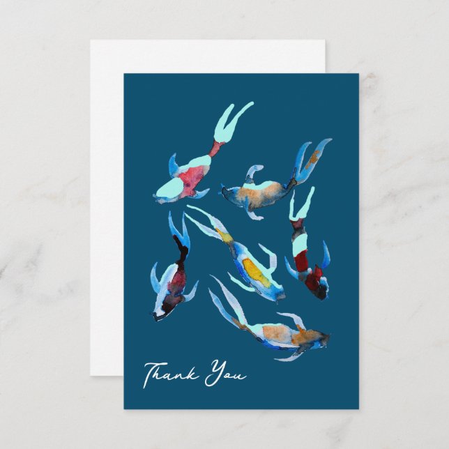 Tarjeta Pequeña Koi Fish watercolor (Anverso / Reverso)