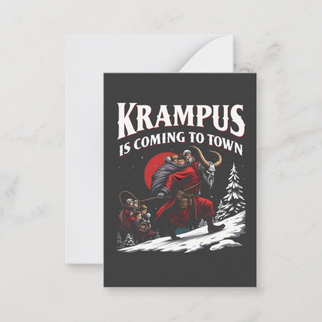 Tarjeta Pequeña Krampus viene a la ciudad Krampus Navidad (Anverso)