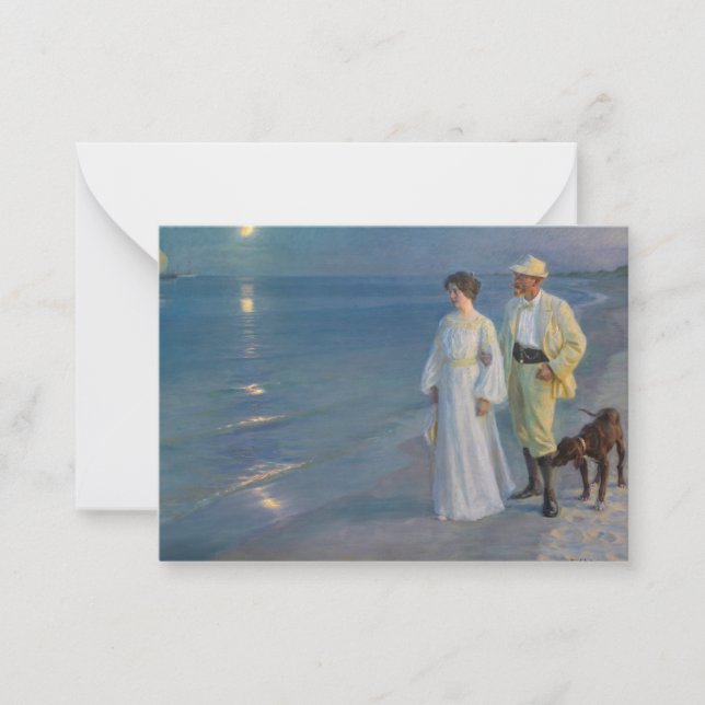 Tarjeta Pequeña Kroyer - El artista y su esposa en la playa (Anverso)