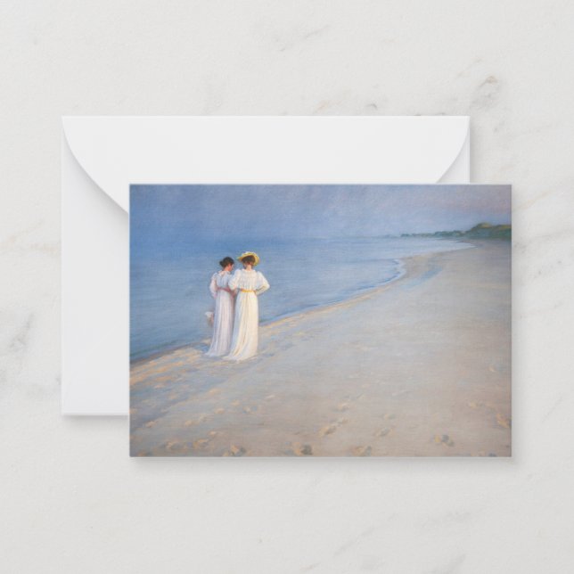 Tarjeta Pequeña Kroyer - Noche de verano en la playa de Skagen (Anverso)