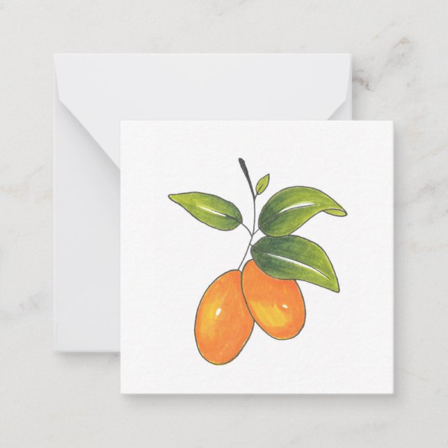Tarjeta Pequeña Kumquats de mano dibujada (Anverso)
