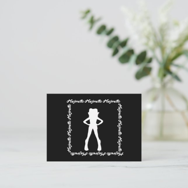 Tarjeta Pequeña La bailarina Majorette Notecard A (Blanco Negro) (Anverso de pie)