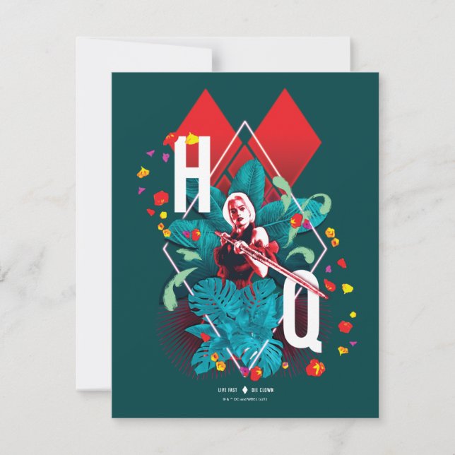 Tarjeta Pequeña La brigada suicida | Harley Quinn Floral Diamond (Anverso)