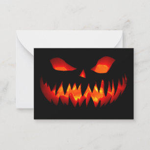 Tarjeta Pequeña La Calabaza de Halloween espantó al miedo Naranja