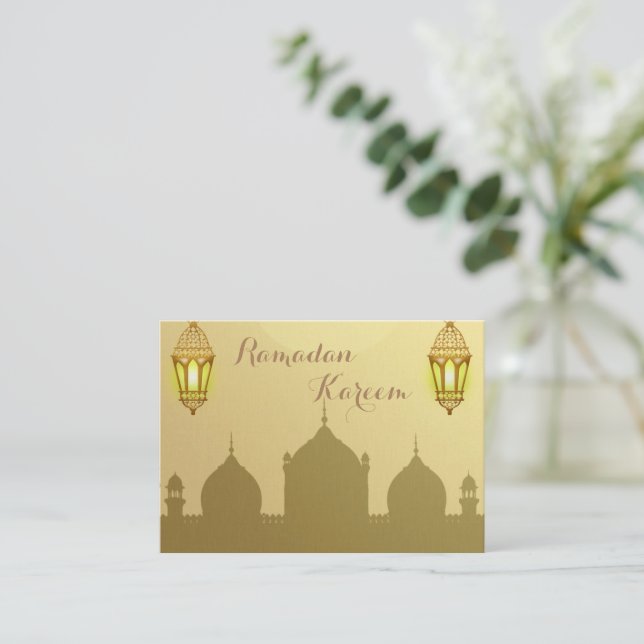 Tarjeta Pequeña La carta de la mezquita Eid Mubarak (Anverso de pie)