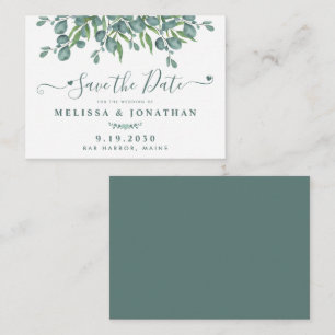 Tarjeta Pequeña La ecología presupuestaria Eucalyptus Wedding Save