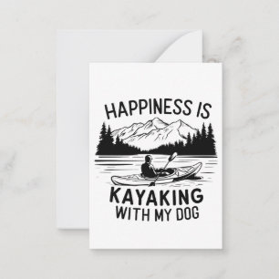Tarjeta Pequeña La felicidad es un kayak con mi perro camping al a
