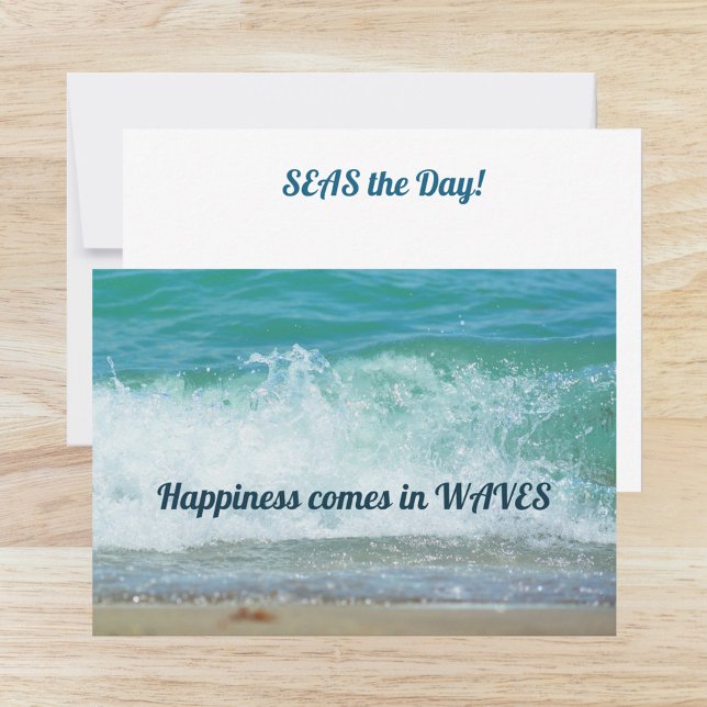 Tarjeta Pequeña La felicidad llega en los mares de olas el día (Subido por el creador)