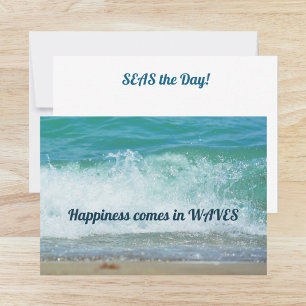 Tarjeta Pequeña La felicidad viene en olas, aprovecha el día
