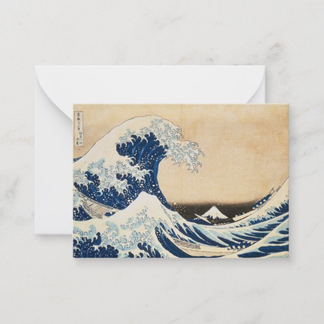Tarjeta Pequeña La gran ola de Kanagawa por Hokusai (Anverso)
