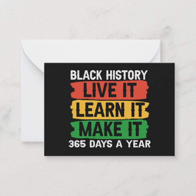 Tarjeta Pequeña La historia negra lo vive Aprende lo hace 365 días (Anverso)