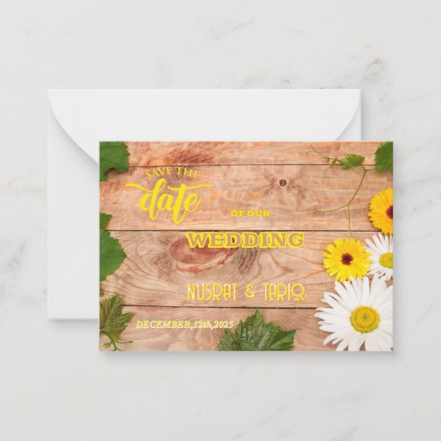 Tarjeta Pequeña La madera rústica texturada salva la fecha (Anverso)