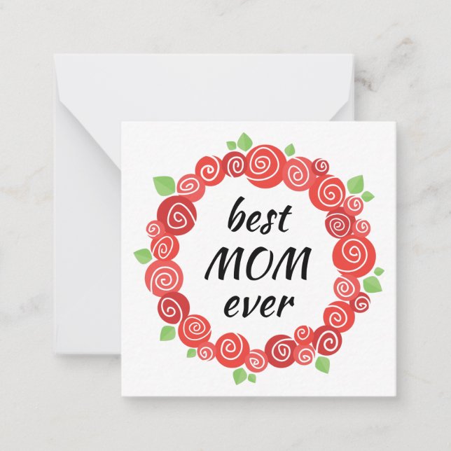 Tarjeta Pequeña La mejor mamá del mundo rosas rojas día de las mad (Anverso)