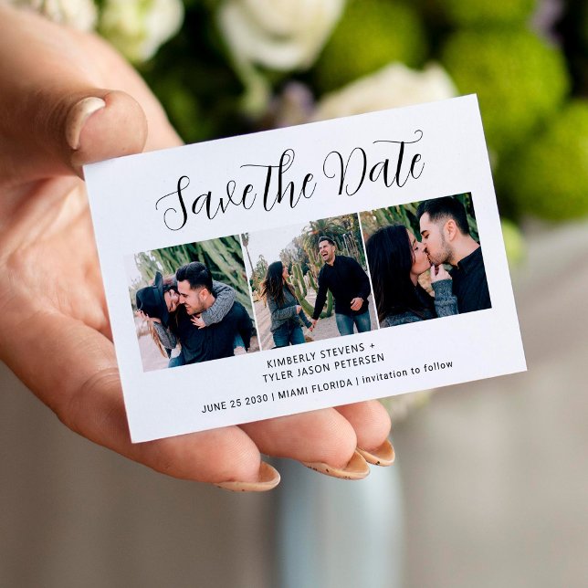 Tarjeta Pequeña La moda de fotos moderna del guión de la boda ahor (Subido por el creador)