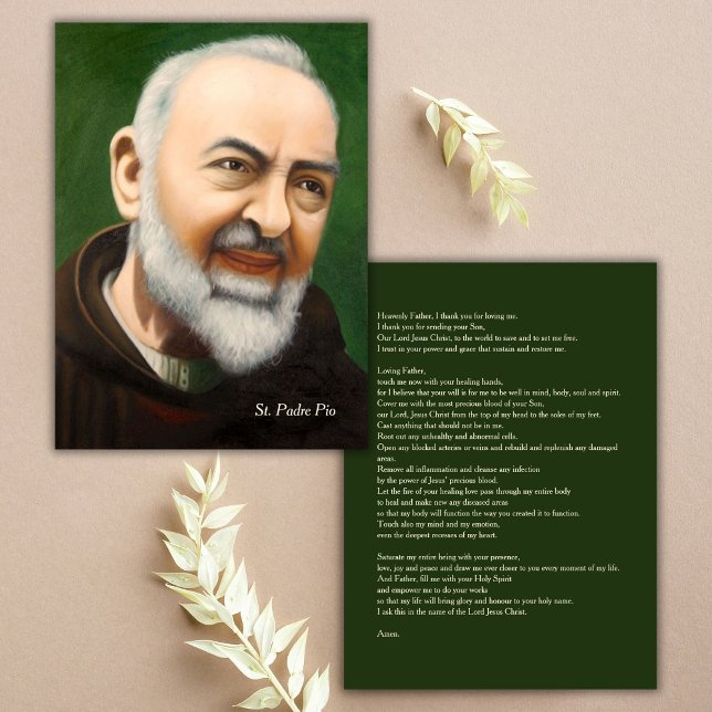 Tarjeta Pequeña La oración curativa más poderosa de San Padre Pío (The Most Powerful Healing Prayer by St Padre Pio Note Card)