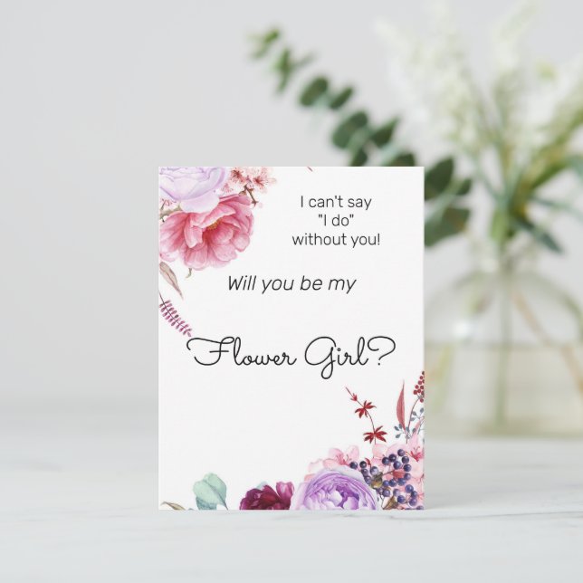 Tarjeta Pequeña La propuesta de Peonies Be My Flower Girl (Anverso de pie)