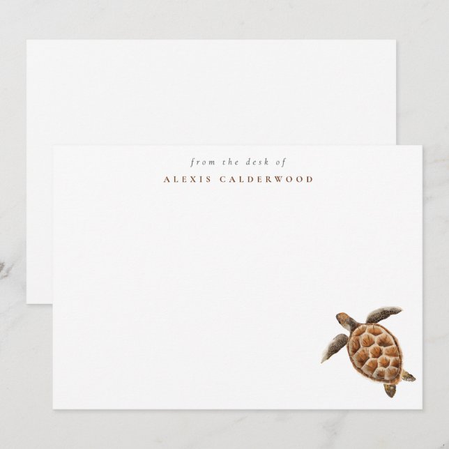 Tarjeta Pequeña La tortuga marina moderna personalizada (Anverso / Reverso)