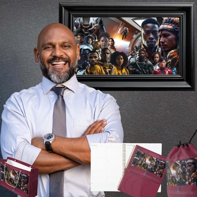 Tarjeta Pequeña La tripulación de Sekhmet (Get the full "Sekhmet Starship" collection at  https://bit.ly/BlackFutureZazzle)