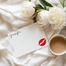 Tarjeta Pequeña Labial Rojo Brillante Personalizado Besito