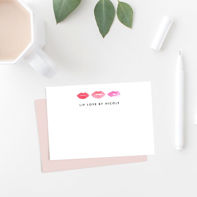 Tarjeta Pequeña Labios de acuarela | Notecnologías planas personal (Subido por el creador)