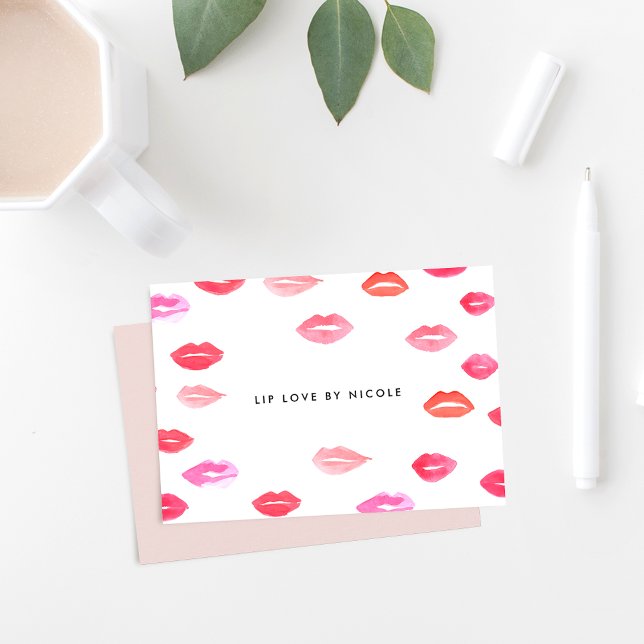 Tarjeta Pequeña Labios de acuarela | Notecnologías planas personal (Subido por el creador)