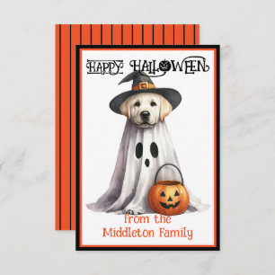 Tarjeta Pequeña Labrador amarillo perro porcino feliz Halloween